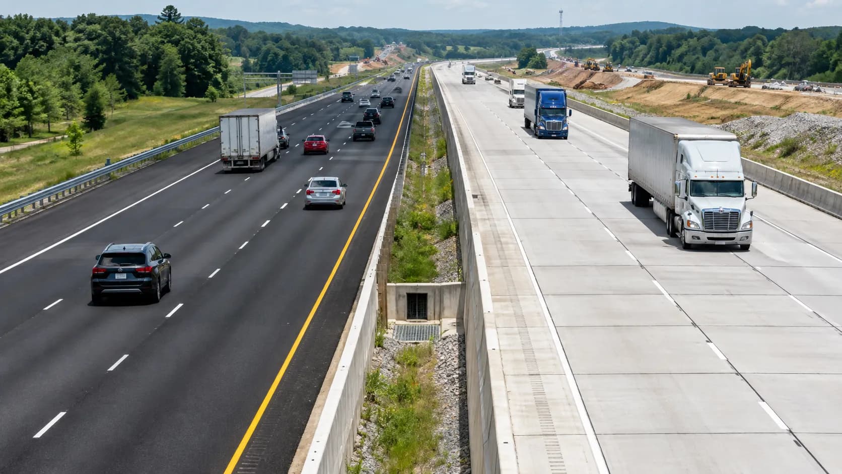 Asphalt vs concrete road and highway comparison — heavy truck traffic performance on different paving surfaces
