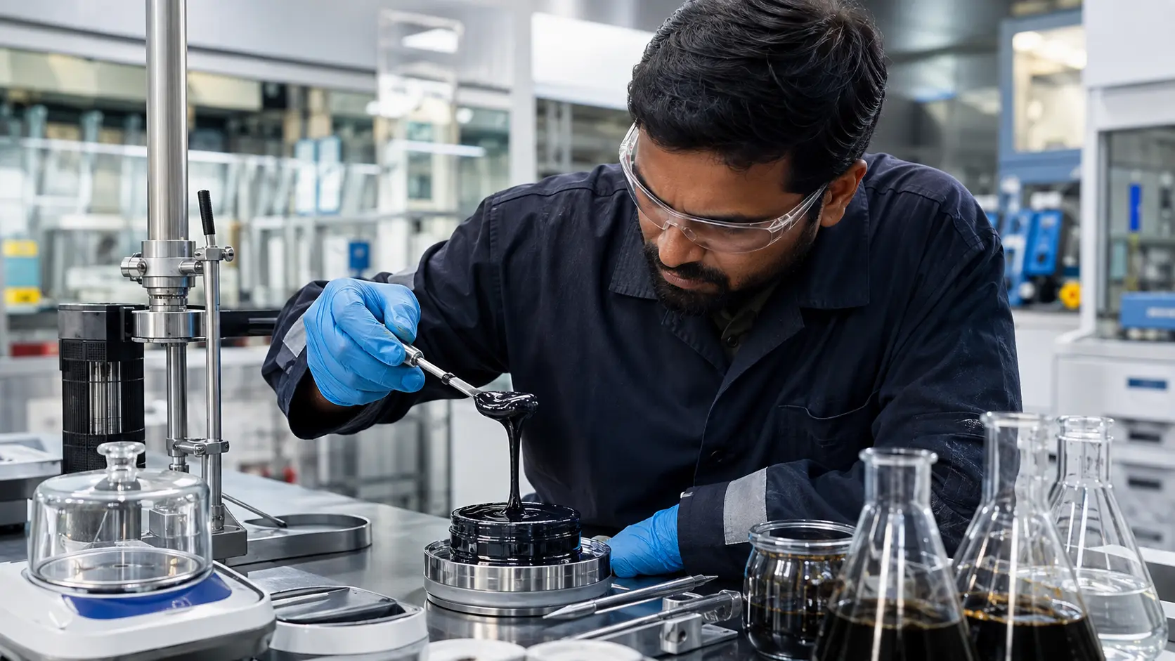 Bitumen quality testing — lab tests for density, penetration, softening point, and ductility
