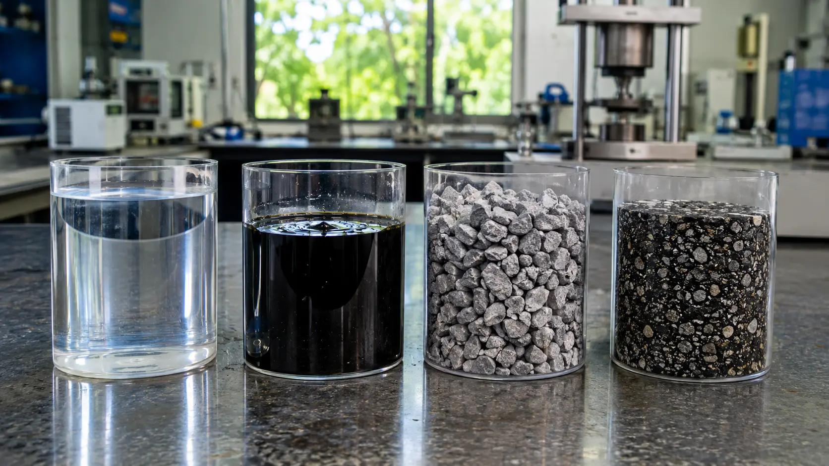 Bitumen vs asphalt vs aggregate density comparison — showing relative densities of paving materials