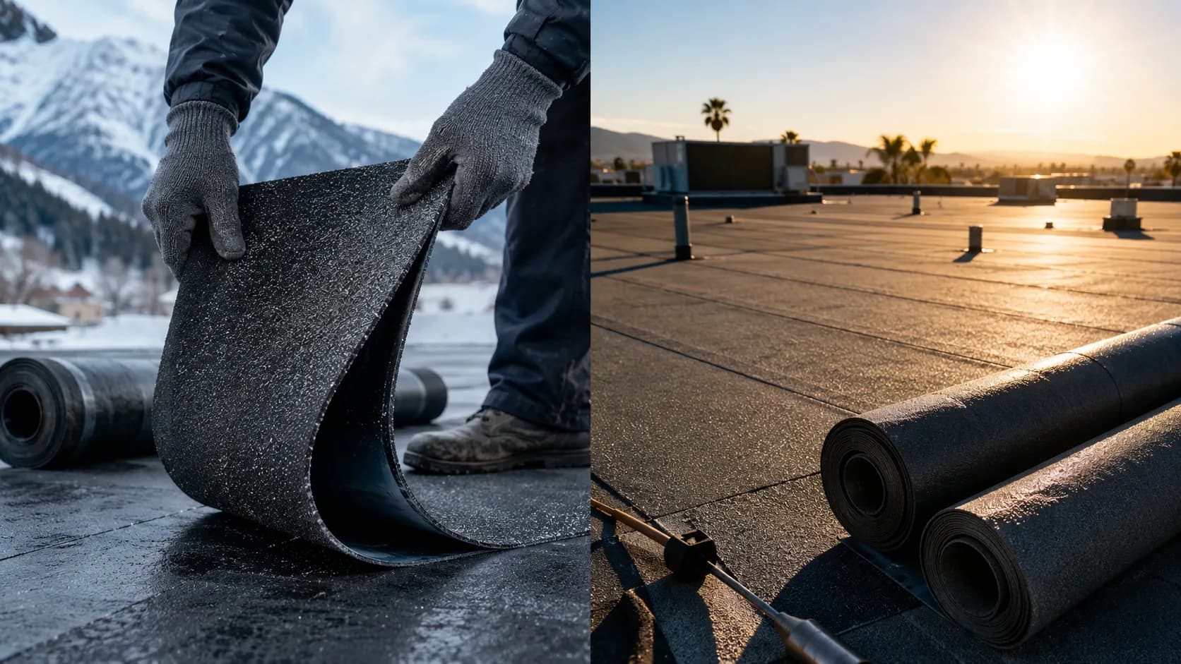 SBS vs APP modified bitumen roofing — comparing rubber-based flexibility and plastic-based rigidity
